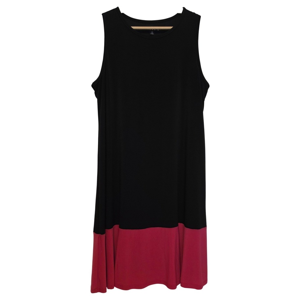 Tiana B Colorblock Sleeveless Black Pink Shift Dress Size 14